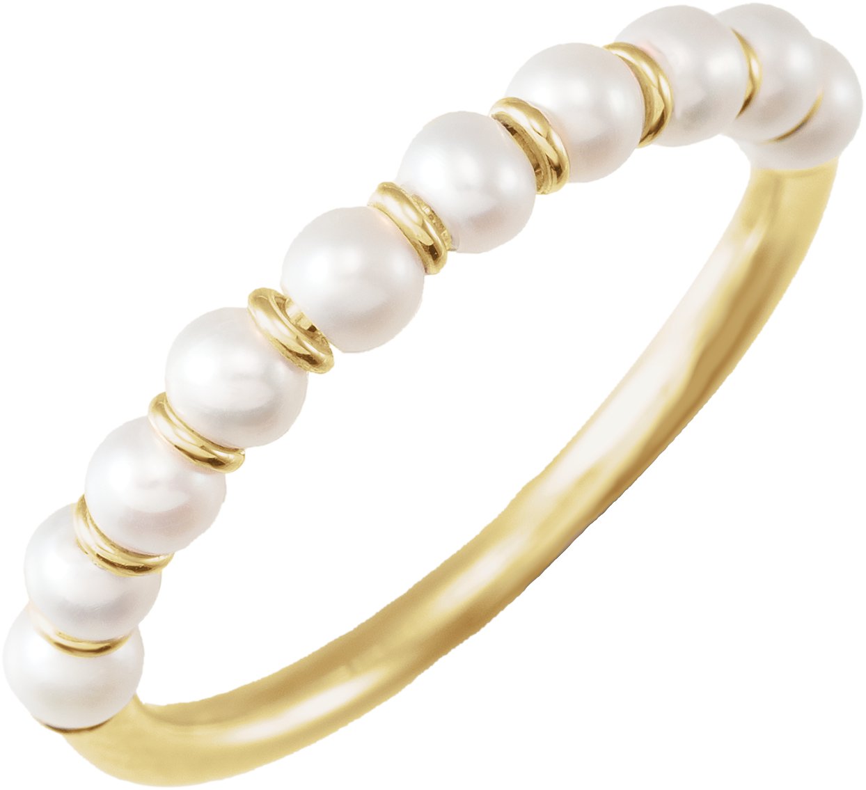 Cultured White Freshwater Pearl - Yellow Gold