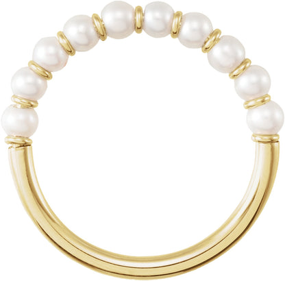 Cultured White Freshwater Pearl - Yellow Gold