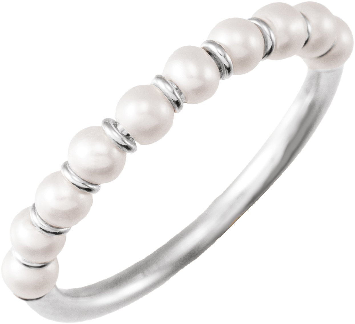 Cultured White Freshwater Pearl - White Gold