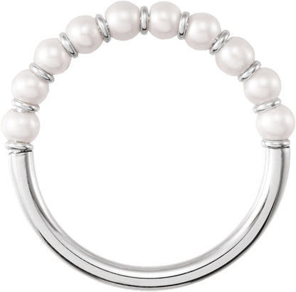 Cultured White Freshwater Pearl - White Gold