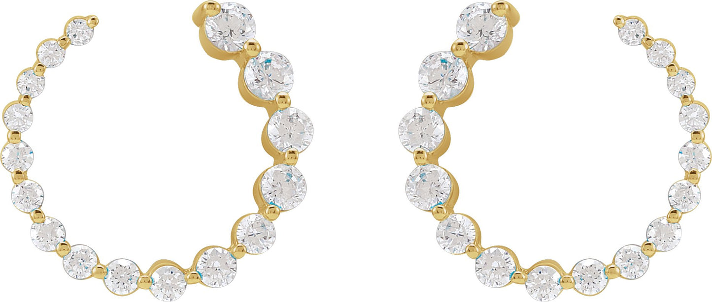 7/8 Ctw Lab-Grown Diamond Front-Back Earrings - Yellow Gold - Lab Grown Diamond