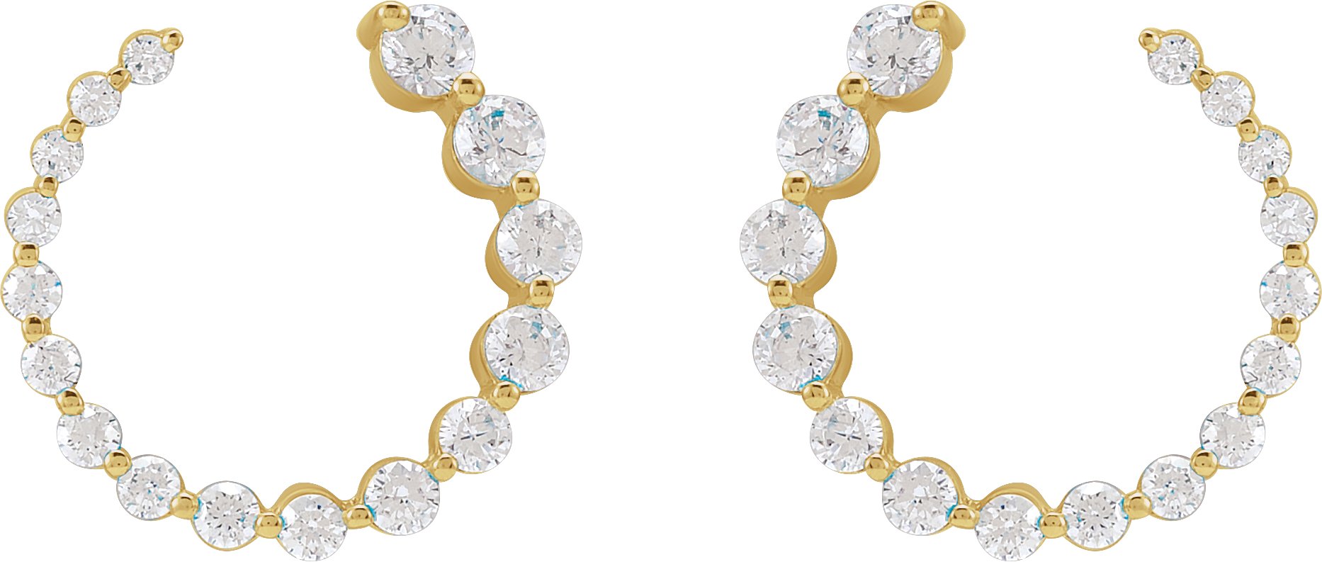 7/8 Ctw Lab-Grown Diamond Front-Back Earrings - Yellow Gold - Lab Grown Diamond