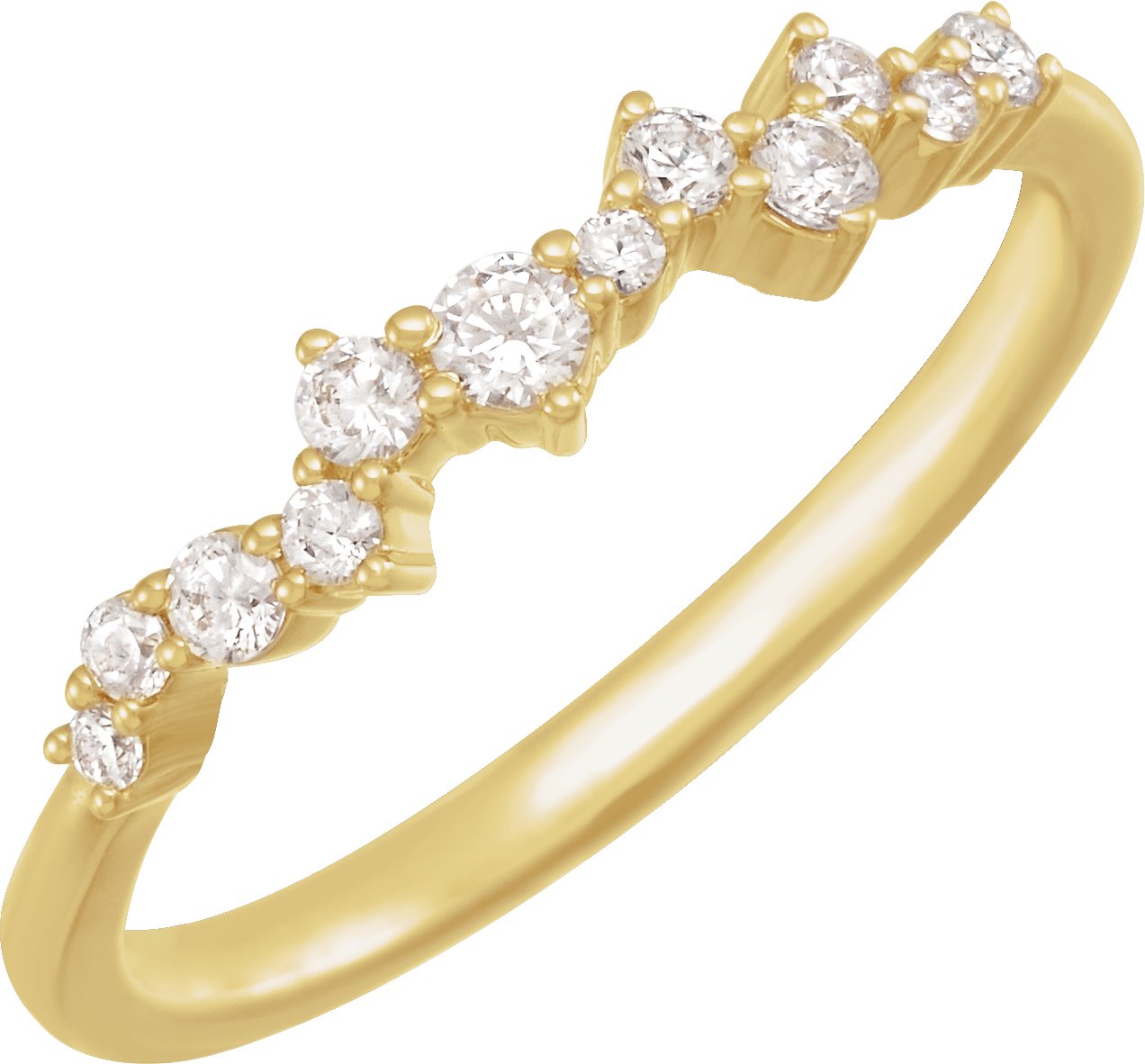 1/4 Ctw Lab-Grown Diamond Scattered Stackable Ring - Yellow Gold