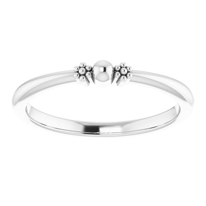 Stackable Bead Ring - White Gold