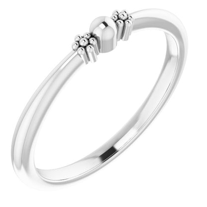 Stackable Bead Ring - White Gold