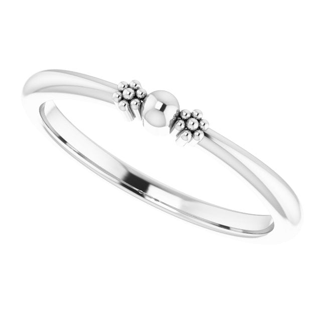 Stackable Bead Ring - White Gold