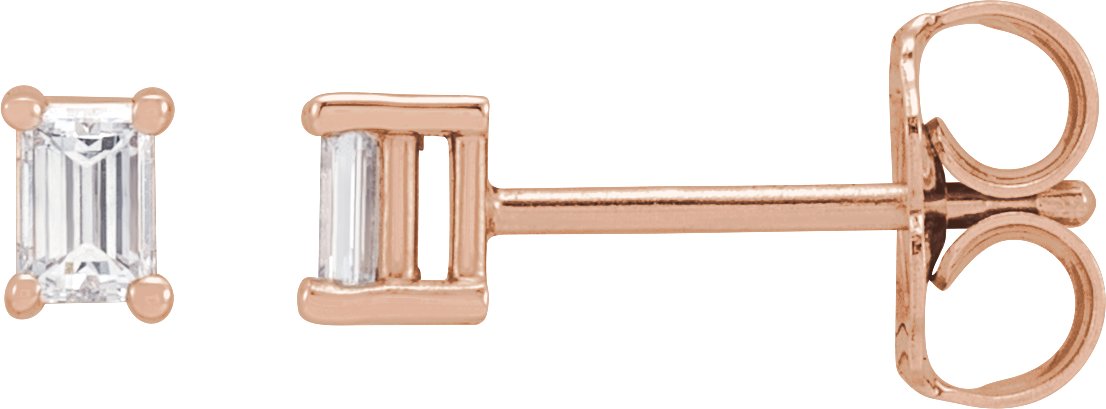 1/6 Ctw Straight Baguette Lab-Grown Diamond 4-Prong Basket Earrings - Lab Grown Diamond