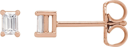 .07 Ctw Straight Baguette Lab-Grown Diamond 4-Prong Basket Earrings - Lab Grown Diamond