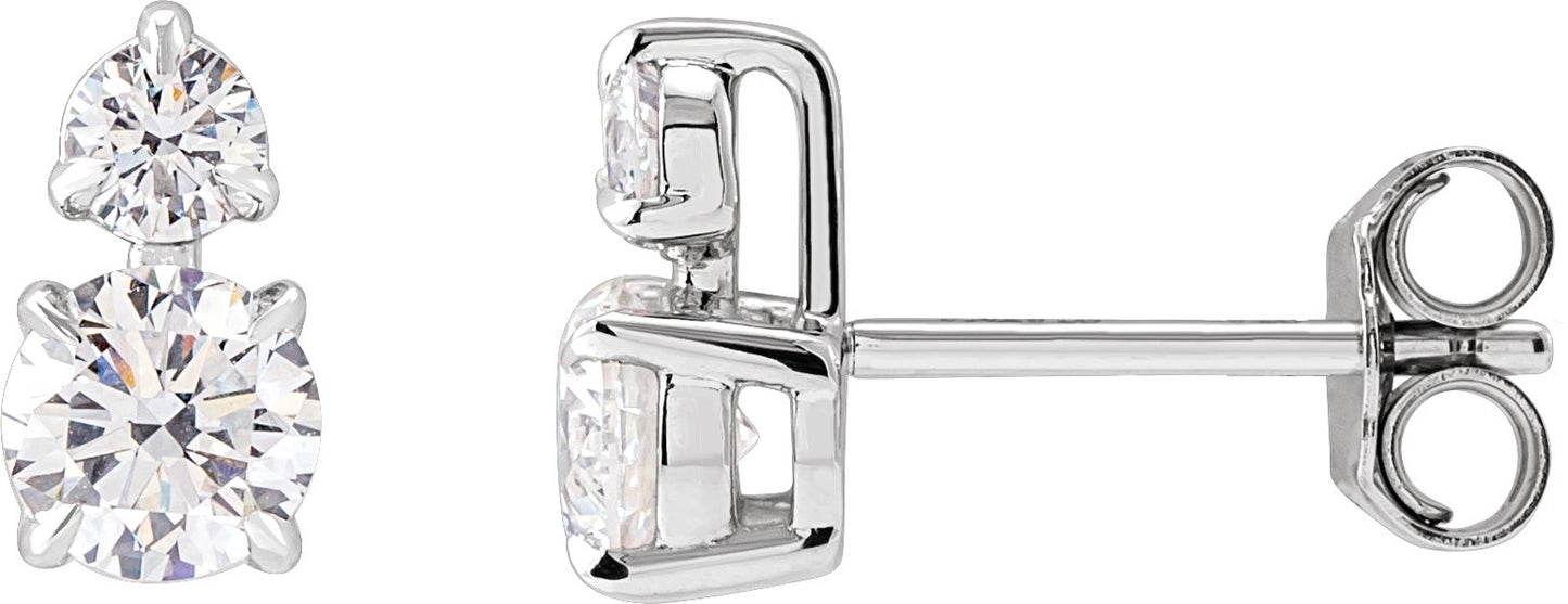 1 Ctw Lab-Grown Diamond Earrings With Backs