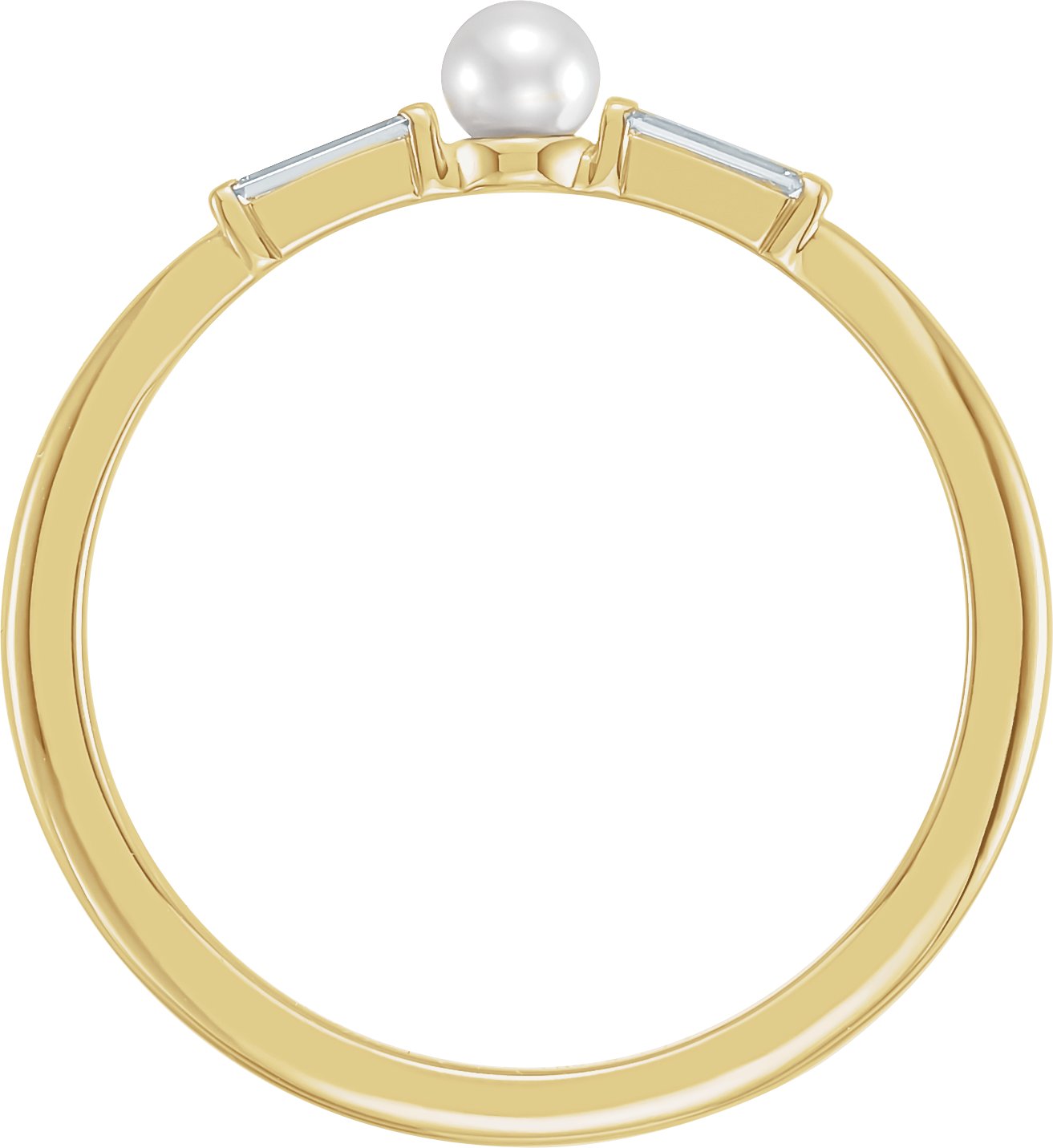 White Seed Pearl And 1/8 Ctw Diamond Ring - Yellow Gold