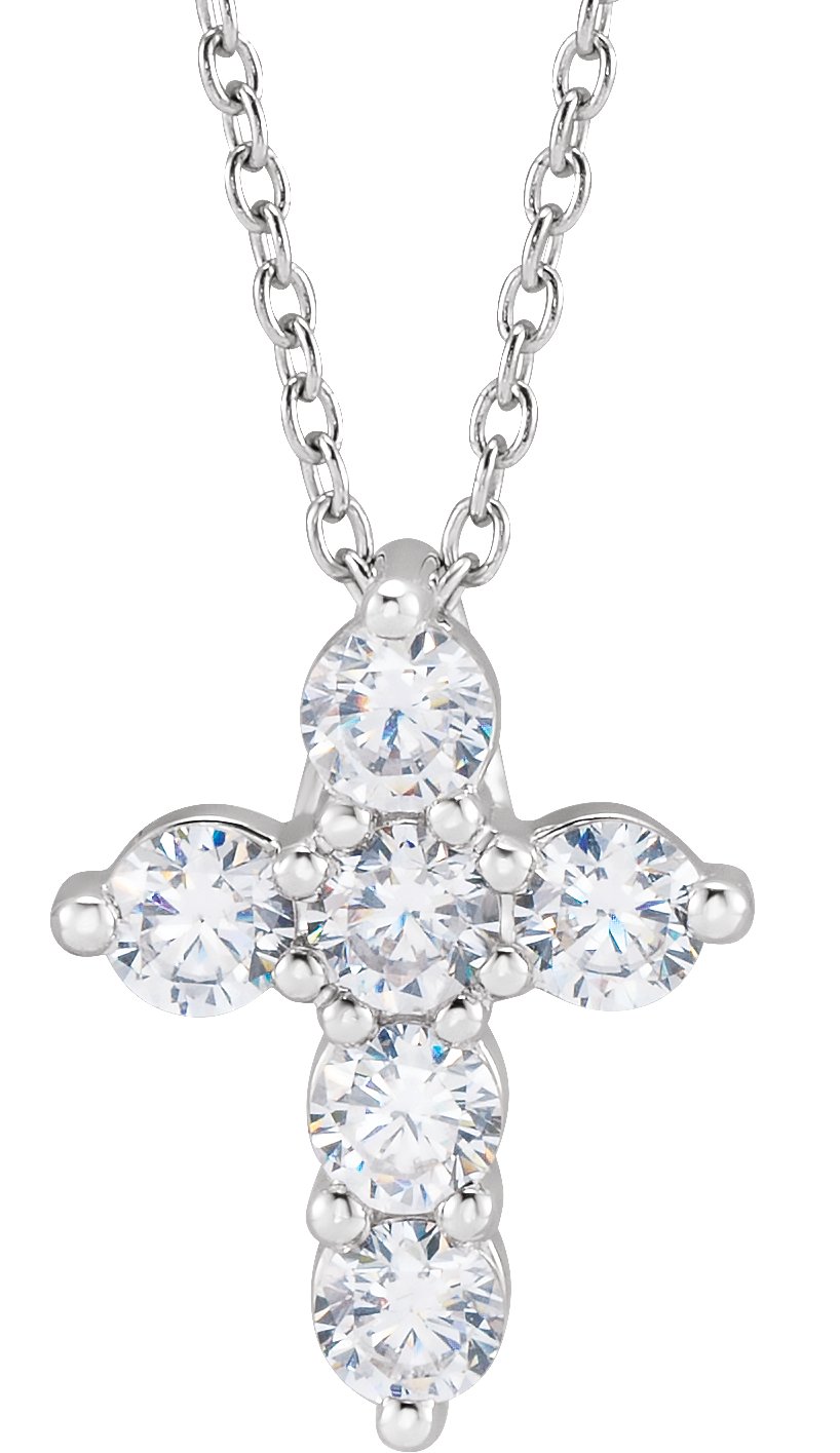 3/4 Ctw Lab-Grown Diamond Cross Necklace