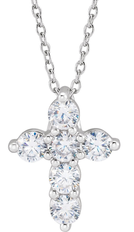 3/4 Ctw Lab-Grown Diamond Cross Necklace