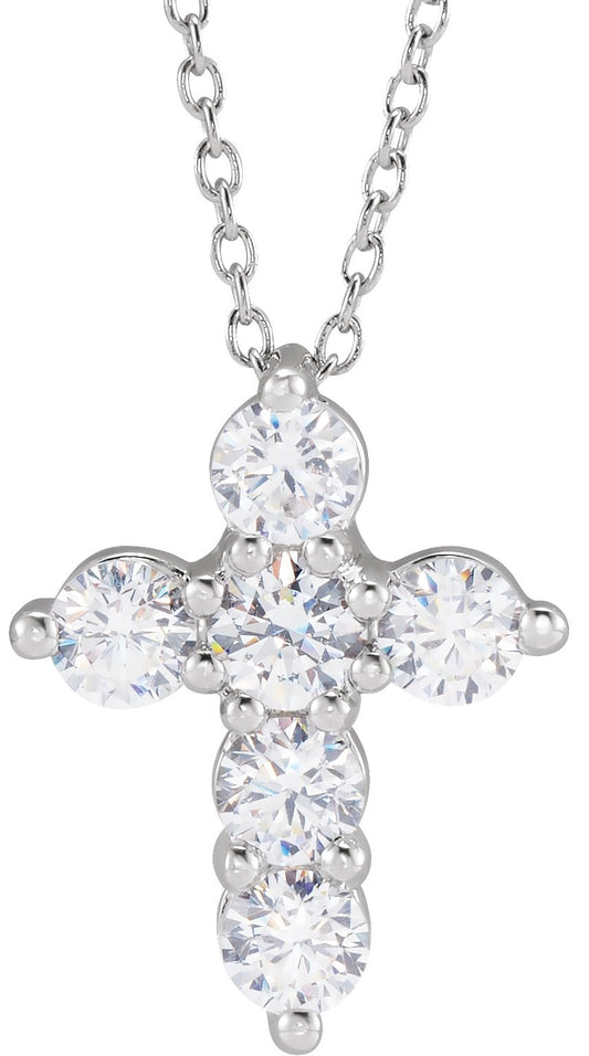 1 Ctw Lab-Grown Diamond Cross Necklace