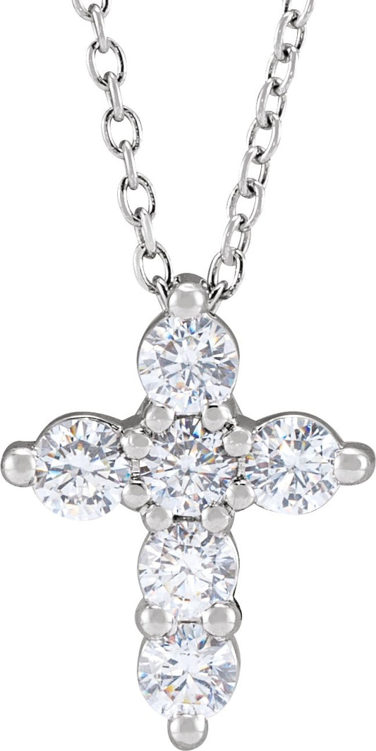 1/2 Ctw Lab-Grown Diamond Cross Necklace