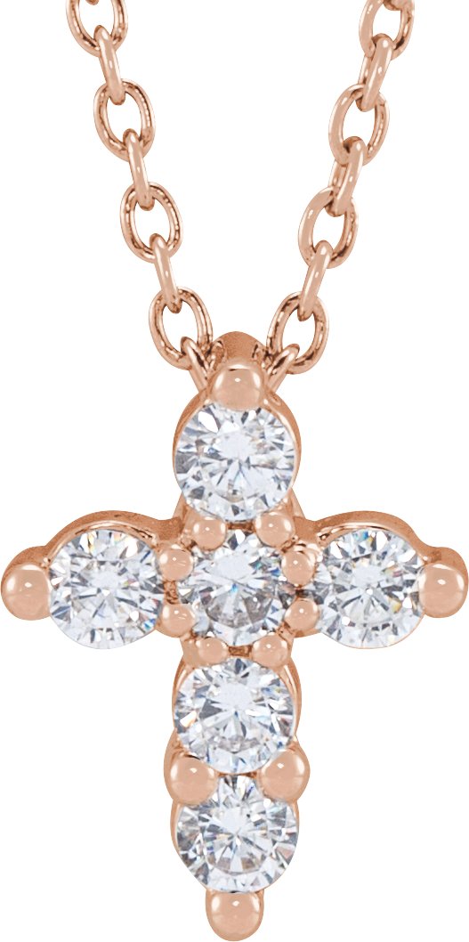 1/4 Ctw Lab-Grown Diamond Cross Necklace - Rose Gold - Lab Grown Diamond