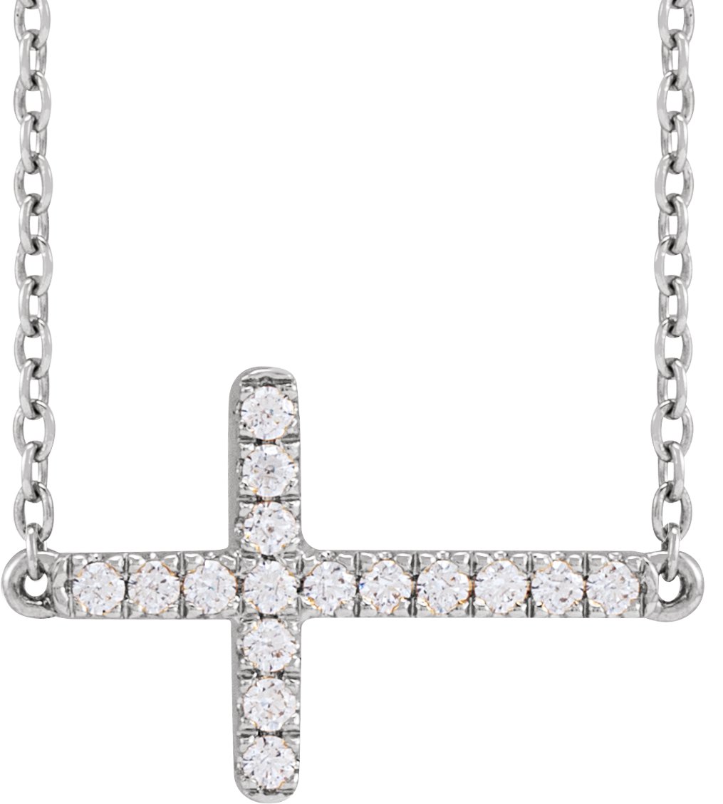 1/6 Ctw Lab-Grown Diamond Sideways Cross Necklace