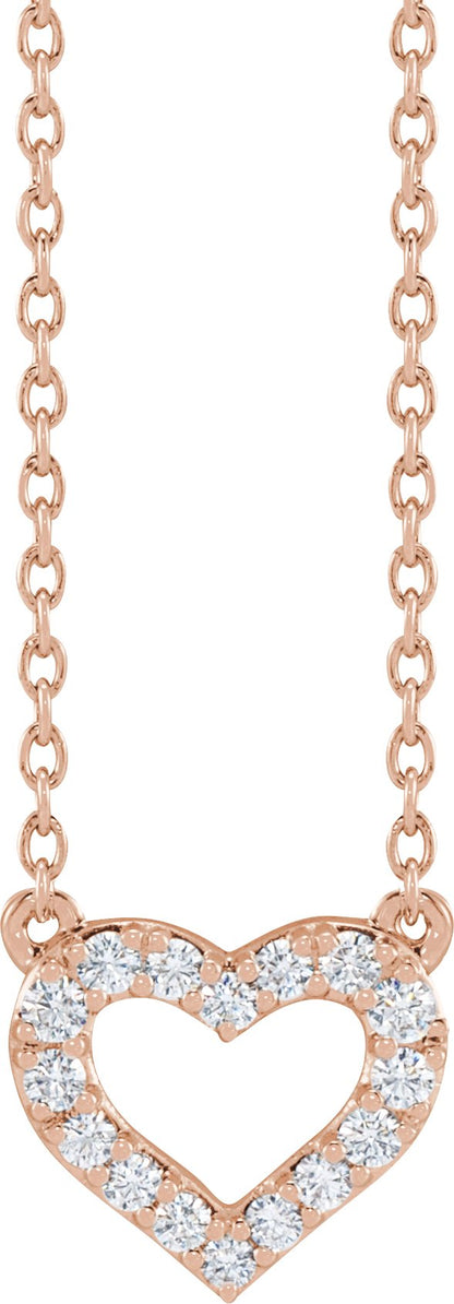 1/5 Ctw Lab-Grown Diamond Heart Necklace - Rose Gold - Lab Grown Diamond