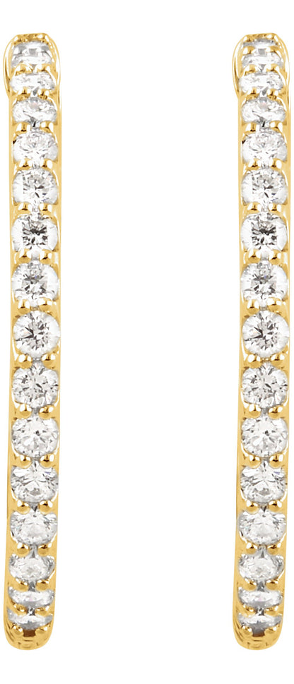1/2 Ctw Lab-Grown Diamond Inside-Outside Hoop Earrings - Yellow Gold - Lab Grown Diamond