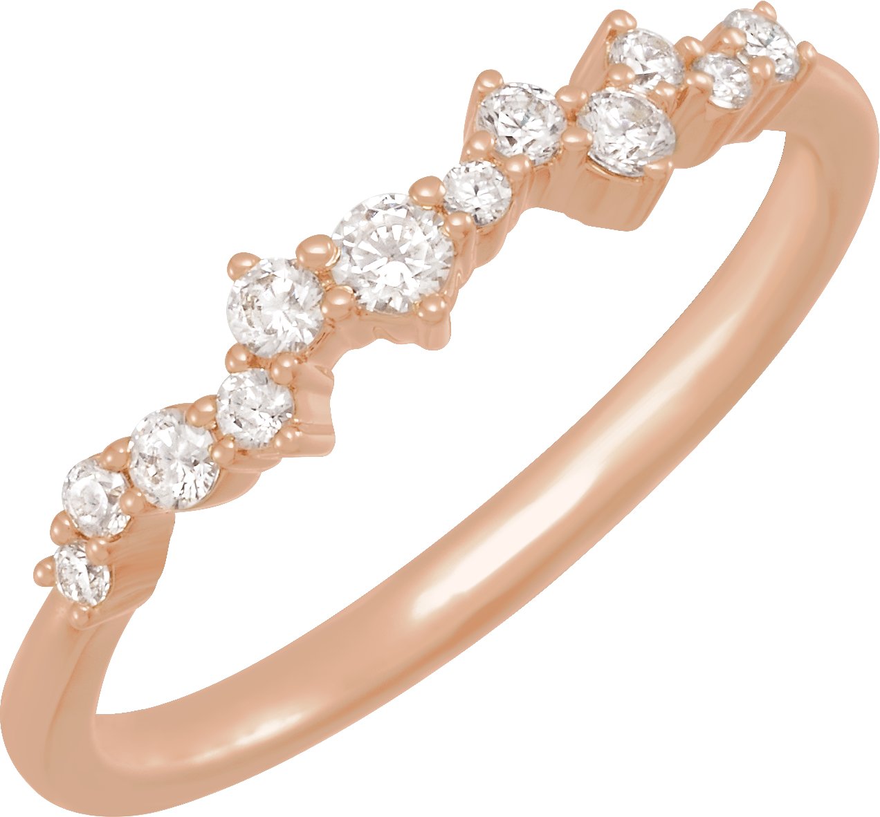 1/4 Ctw Lab-Grown Diamond Scattered Stackable Ring - Rose Gold