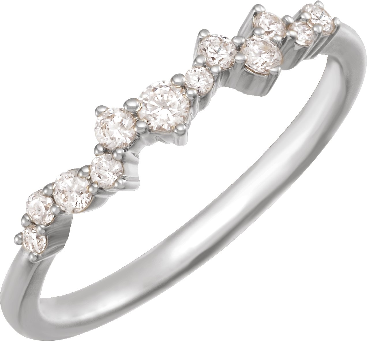 1/4 Ctw Lab-Grown Diamond Scattered Stackable Ring - White Gold