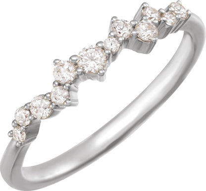 1/4 Ctw Lab-Grown Diamond Scattered Stackable Ring - White Gold