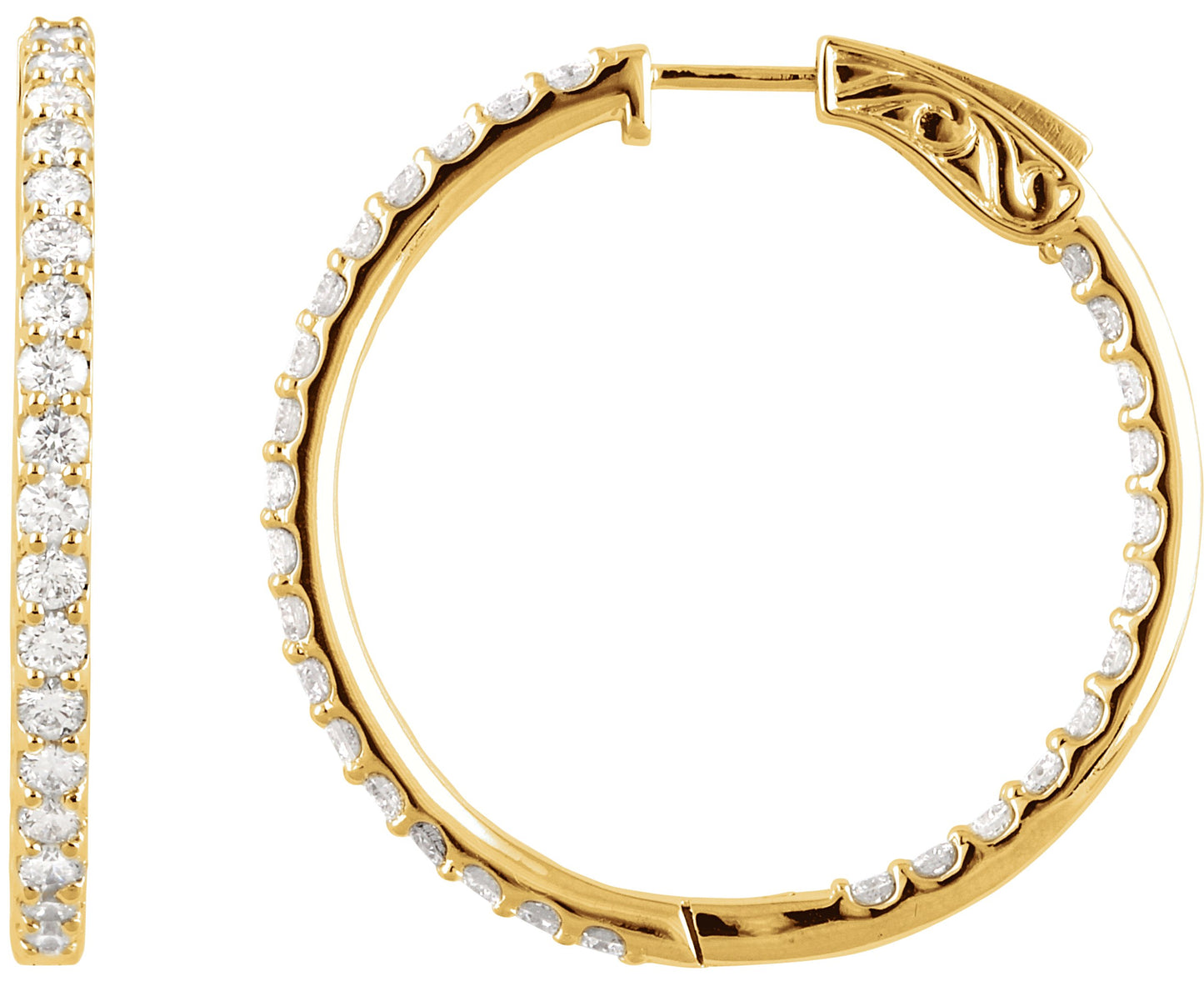 2 Ctw Lab-Grown Diamond Inside-Outside Hoop Earrings