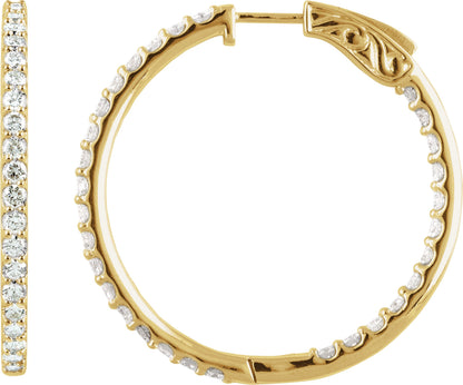 3 Ctw Lab-Grown Diamond Inside-Outside Hoop Earrings