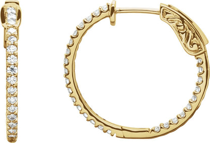 3/4 Ctw Lab-Grown Diamond Inside-Outside Hoop Earrings - Lab Grown Diamond