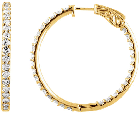1 Ctw Lab-Grown Diamond Inside-Outside Hoop Earrings - Lab Grown Diamond