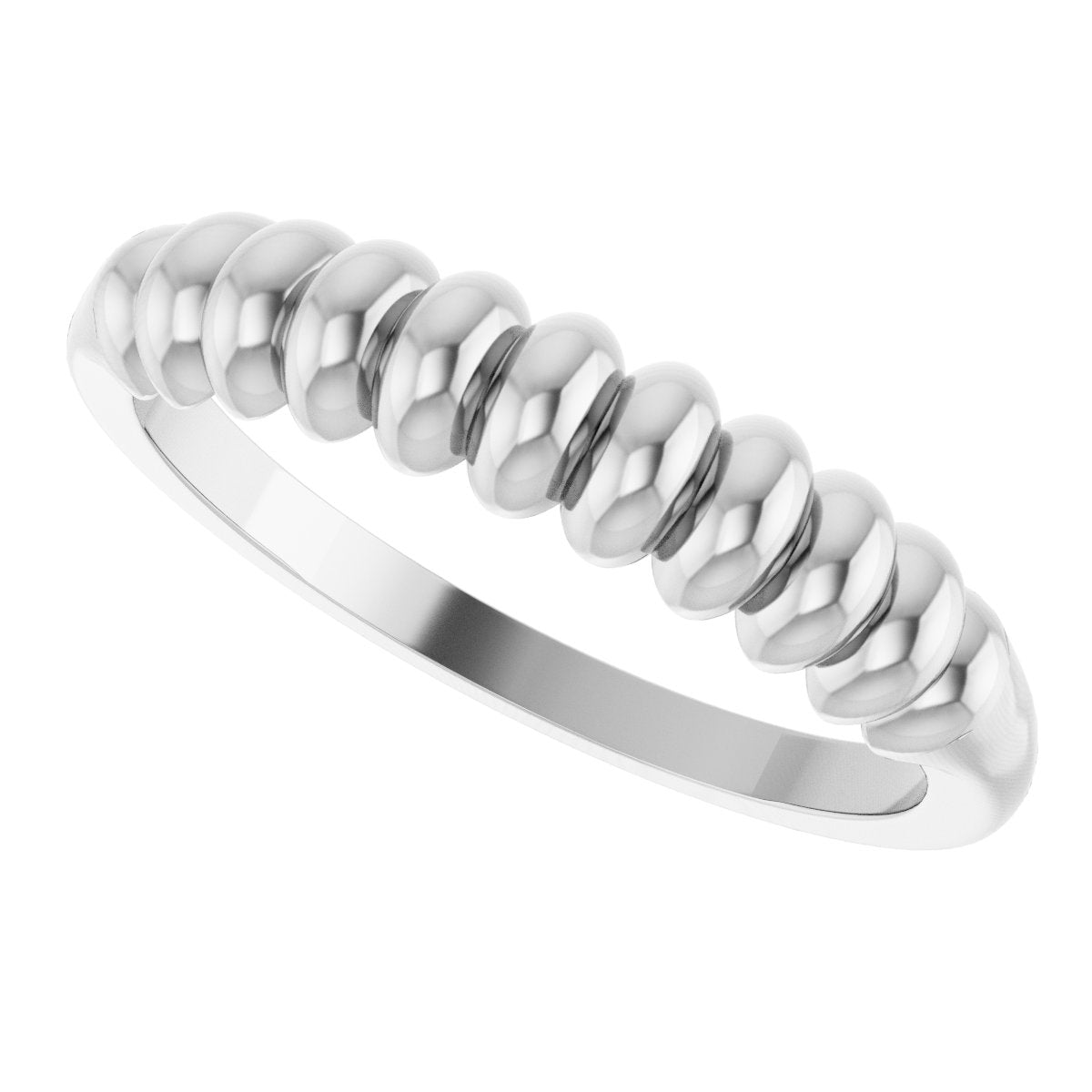 Puffed Metal Ring - White Gold