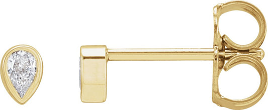 .05 Ct Pear Lab-Grown Diamond Micro Pear Bezel Earring - Yellow Gold - Lab Grown Diamond