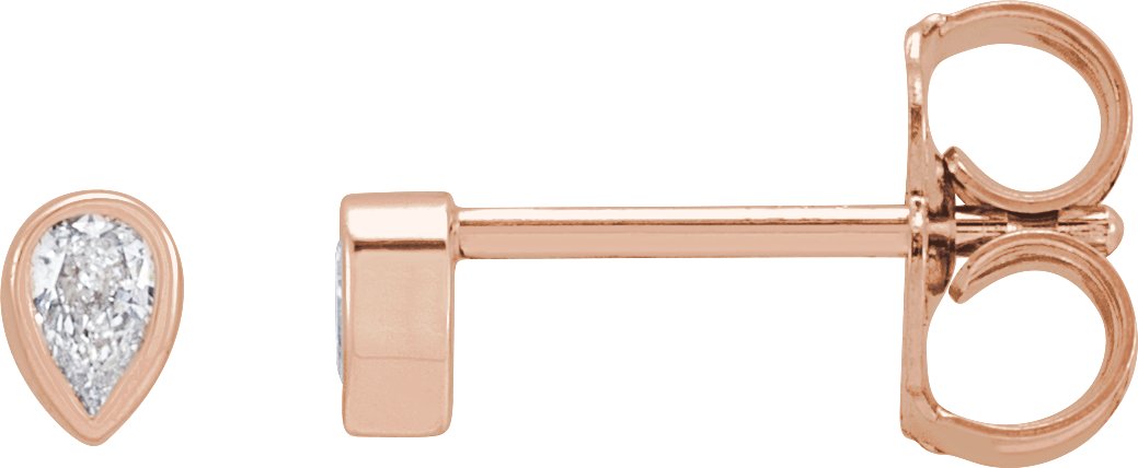 .05 Ct Pear Lab-Grown Diamond Micro Pear Bezel Earring - Rose Gold - Lab Grown Diamond