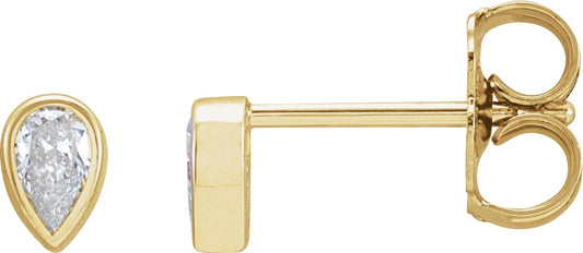 1/10 Ct Pear Lab-Grown Diamond Micro Pear Bezel Earring - Yellow Gold - Lab Grown Diamond