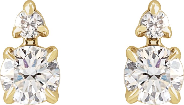 1/3 Ctw Lab-Grown Diamond Earrings With Backs - Yellow Gold - Lab Grown Diamond
