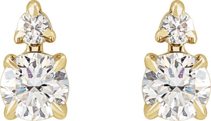 1/3 Ctw Lab-Grown Diamond Earrings With Backs - Yellow Gold - Lab Grown Diamond