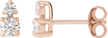 1/2 Ctw Lab-Grown Diamond Earrings With Backs - Rose Gold - Lab Grown Diamond