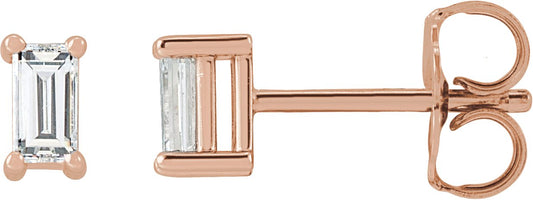 1/5 Ctw Straight Baguette Lab-Grown Diamond 4-Prong Basket Earrings - Lab Grown Diamond