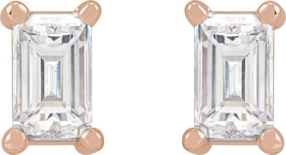 1/5 Ctw Straight Baguette Lab-Grown Diamond 4-Prong Basket Earrings - Yellow Gold - Lab Grown Diamond