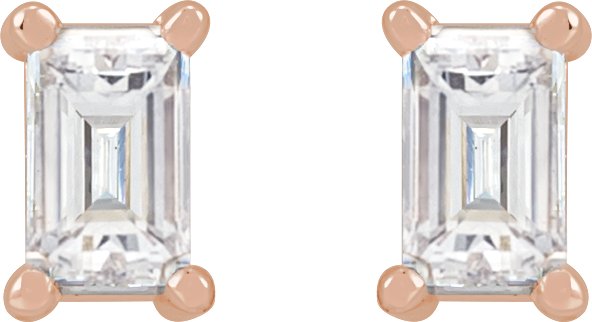 1/6 Ctw Straight Baguette Lab-Grown Diamond 4-Prong Basket Earrings - Yellow Gold - Lab Grown Diamond