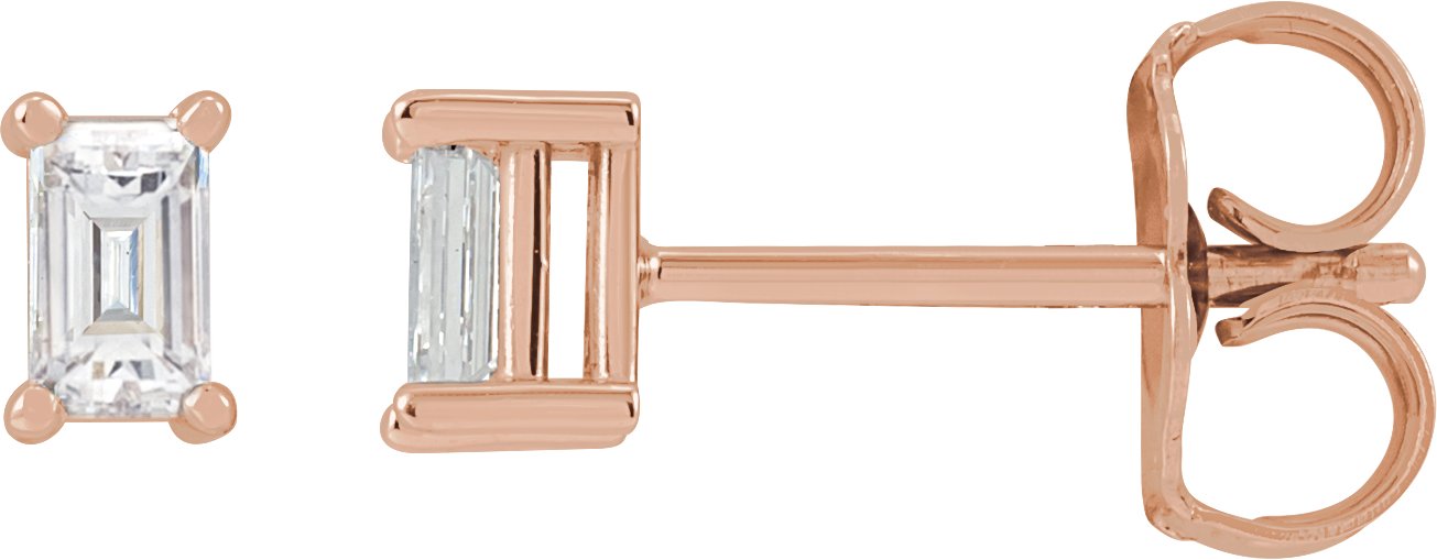 1/5 Ctw Straight Baguette Lab-Grown Diamond 4-Prong Basket Earrings - Lab Grown Diamond
