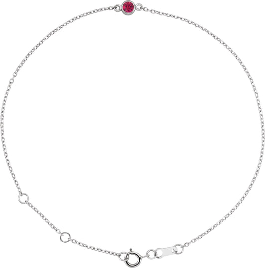 Lab-Grown Ruby Bezel-Set Solitaire Bracelet