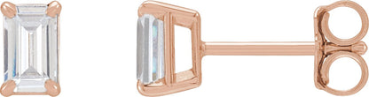 Claw Prong 3/4 Ctw Lab-Grown Diamond Emerald Earrings - Rose Gold - Lab Grown Diamond