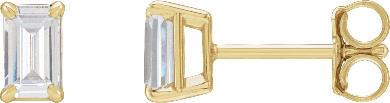 Claw Prong 1 1/2 Ctw Lab-Grown Diamond Emerald Earrings - Lab Grown Diamond