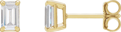 Claw Prong 1 1/2 Ctw Lab-Grown Diamond Emerald Earrings - Lab Grown Diamond