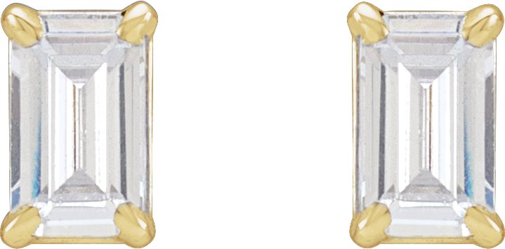Claw Prong 1 1/2 Ctw Lab-Grown Diamond Emerald Earrings - Yellow Gold - Lab Grown Diamond