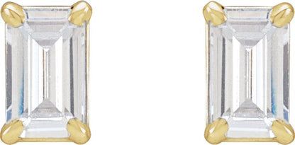 Claw Prong 1 1/2 Ctw Lab-Grown Diamond Emerald Earrings - Yellow Gold - Lab Grown Diamond