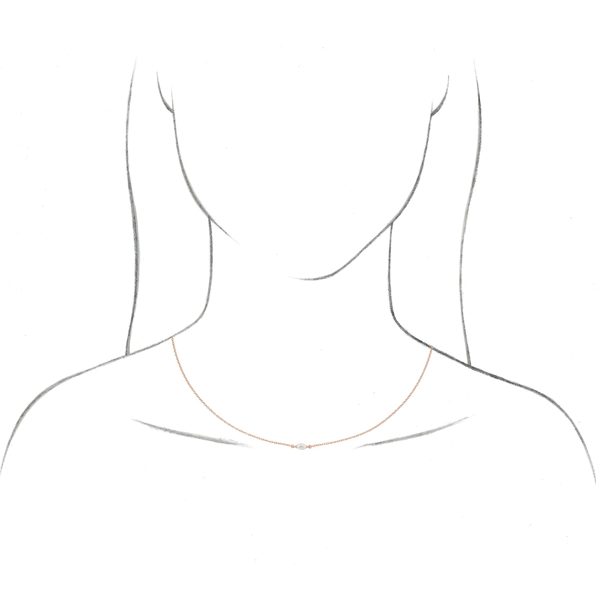 1/4 Ct Marquise Lab-Grown Diamond Necklace - Rose Gold - Lab Grown Diamond