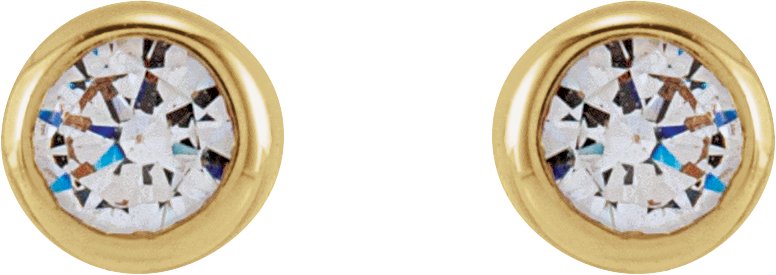 1/3 Ctw Lab-Grown Diamond Bezel-Set Earrings - Yellow Gold - Lab Grown Diamond