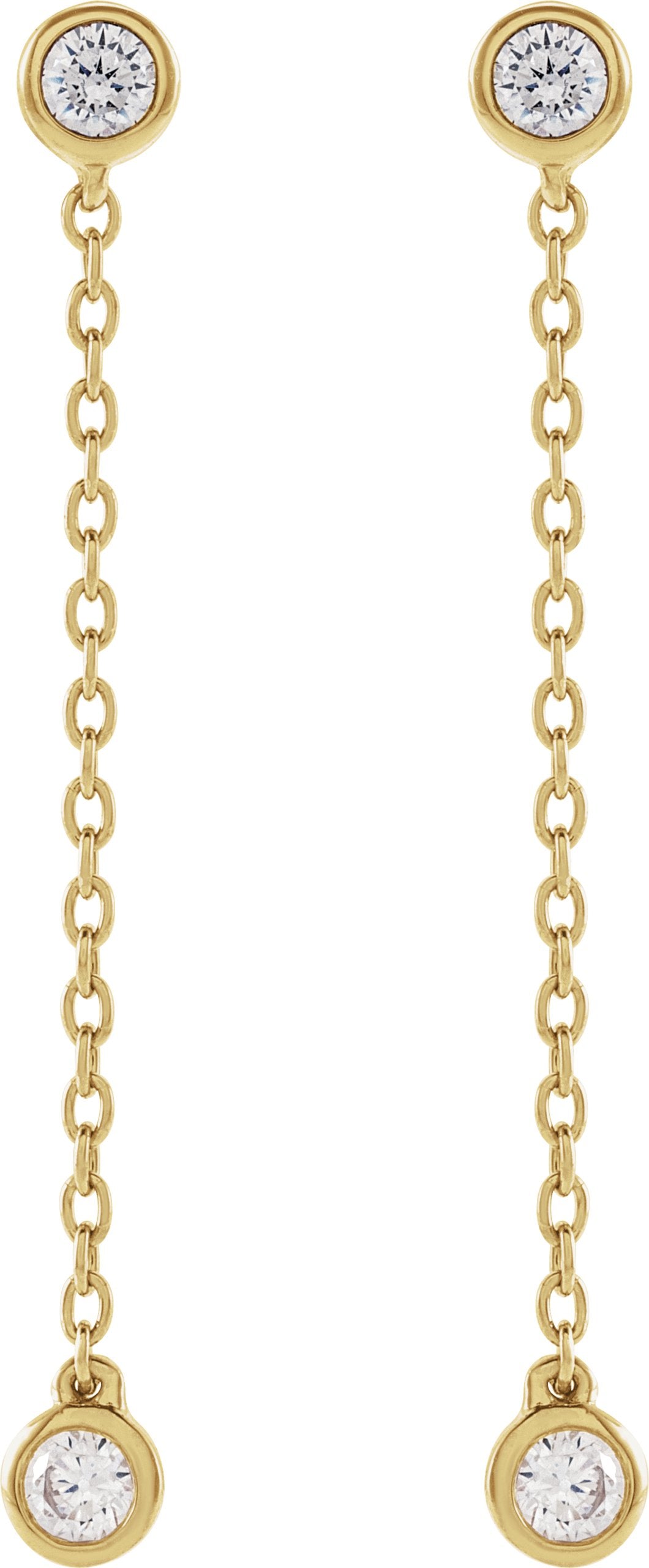 1/4 Ctw Lab-Grown Diamond Chain Earrings - Yellow Gold - Lab Grown Diamond