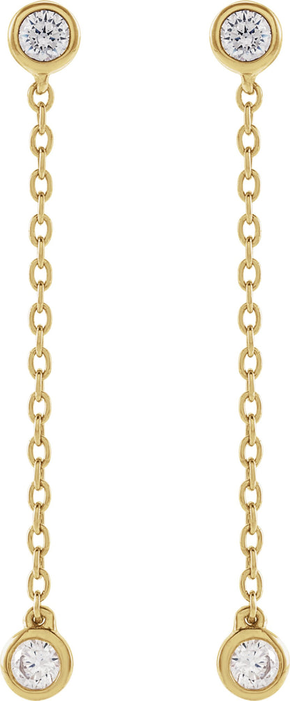1/4 Ctw Lab-Grown Diamond Chain Earrings - Yellow Gold - Lab Grown Diamond